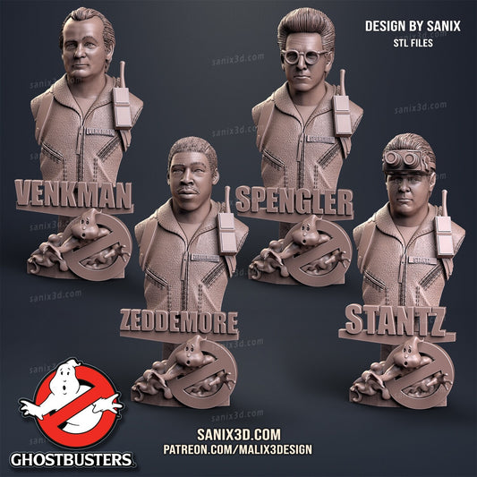 Ghostbusters (4 x busts) 3D Print model - Fan Art - 10 scale
