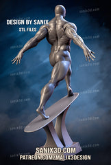 Silver Surfer (Fantastic 4) Statue -  3D Print - Fan Art - 10 scale