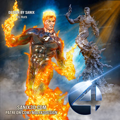 Human Torch (Fantastic 4) Statue -  3D Print - Fan Art - 10 scale