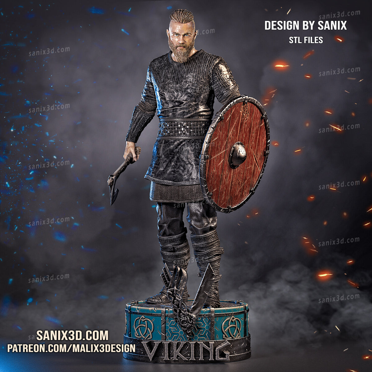 Ragnar(Vikings) 3D Print model - Fan Art - 8 scale model