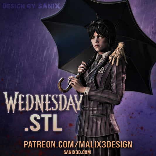 Wednesday Addams 3D Print model - Fan Art, 10 or 6 scale