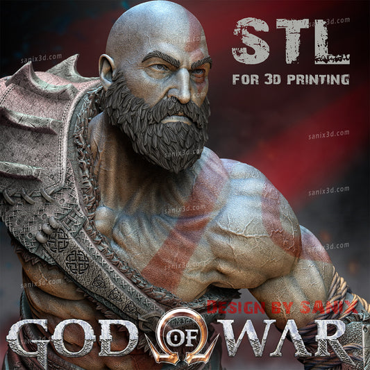 Kratos (God of War) 3D Print model - Fan Art, 10 scale model kit