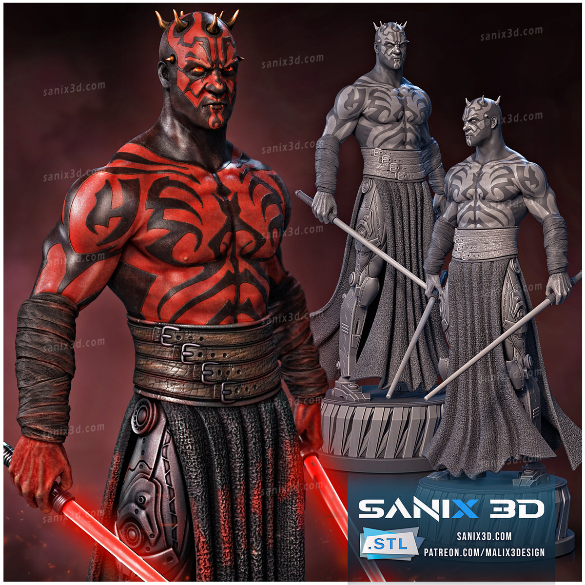 Darth Red (Maul) 3D Print model - Fan Art, 10 scale model kit