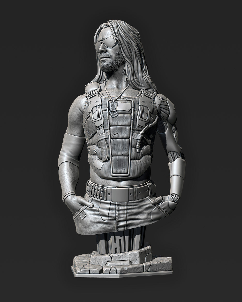 Johnny Silverhand Bust (Fan Art) 276mm or 188mm - 3D Print