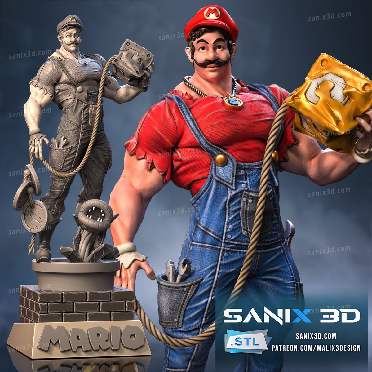 Mario - 3D Resin Printed - 10th scale (270mm) - Fan Art