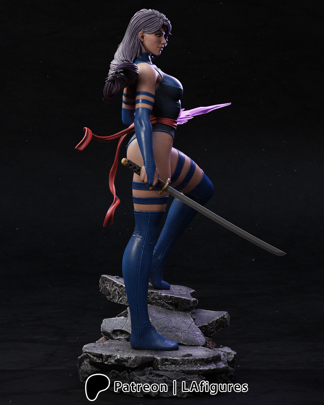 Psylocke (X-Men) Statue - Fan Art 10 or 12 scale (217 or 180mm) 3D Print