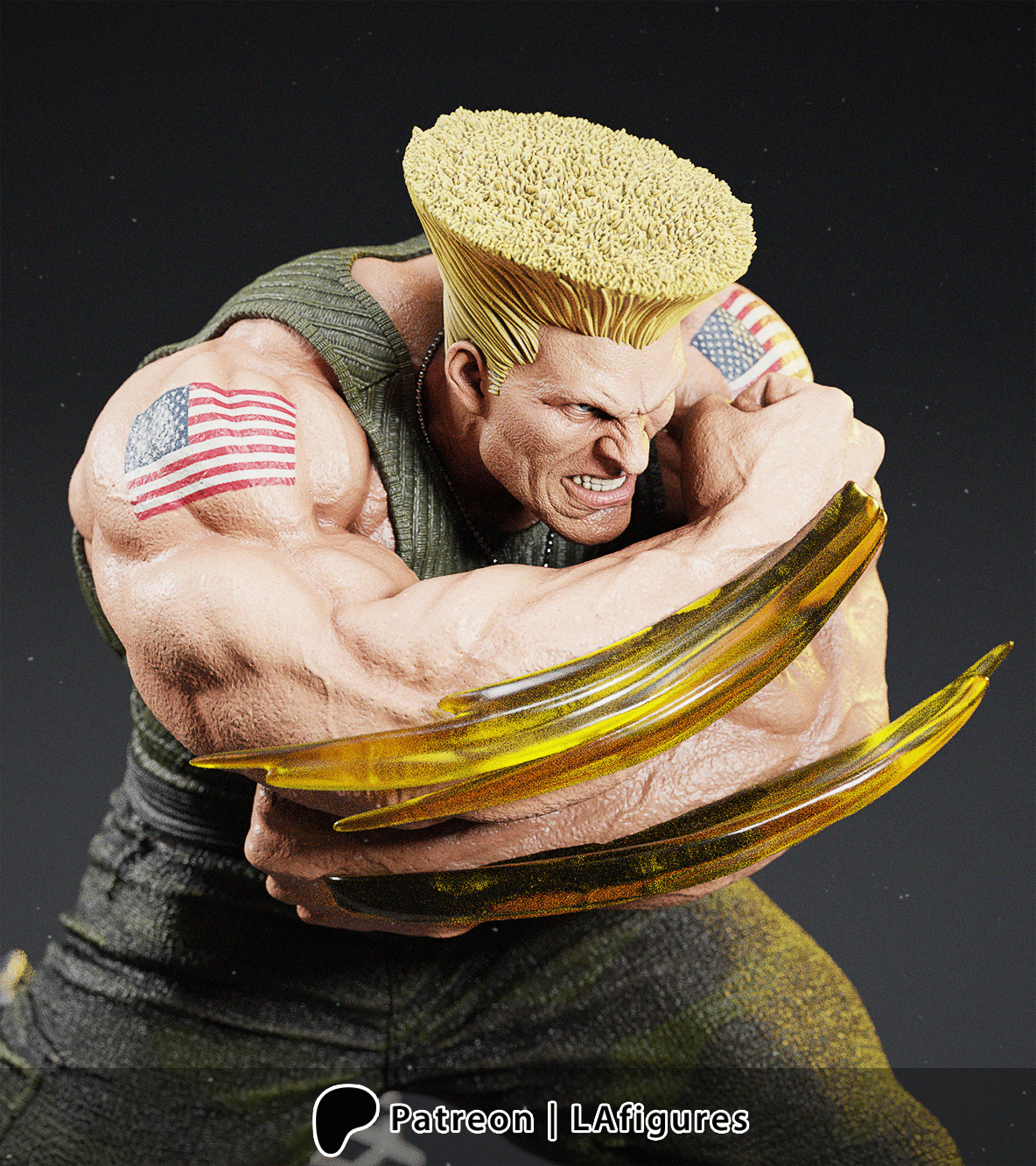 Guile (Street Fighter) Statue - Fan Art 10 scale 3D Print Kit