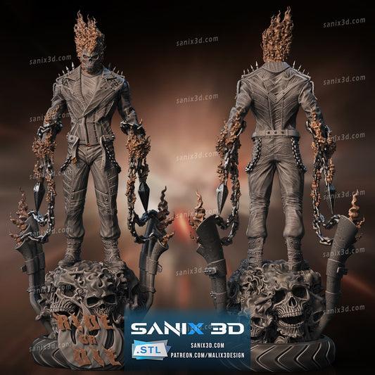 Ghost Rider Statue - 3D Resin Printed - 10th scale (272mm) - Fan Art