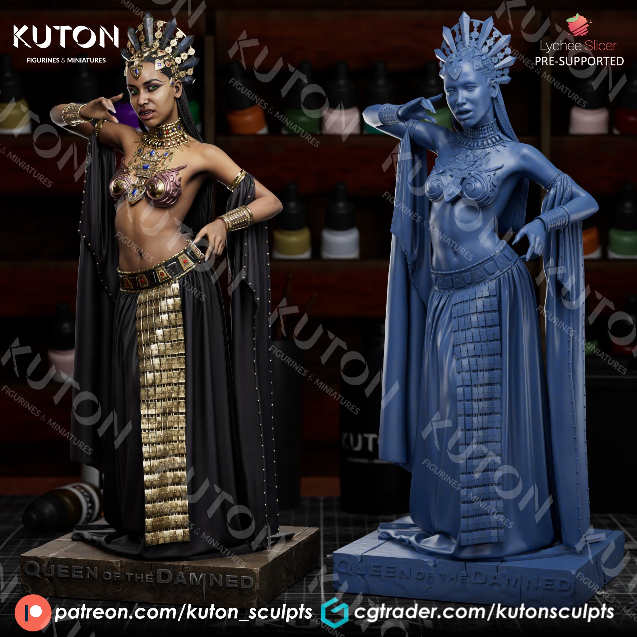 Akasha Queen of the Damned - 3D Printed Fan Art - Full Figure / Bust (Kuton)