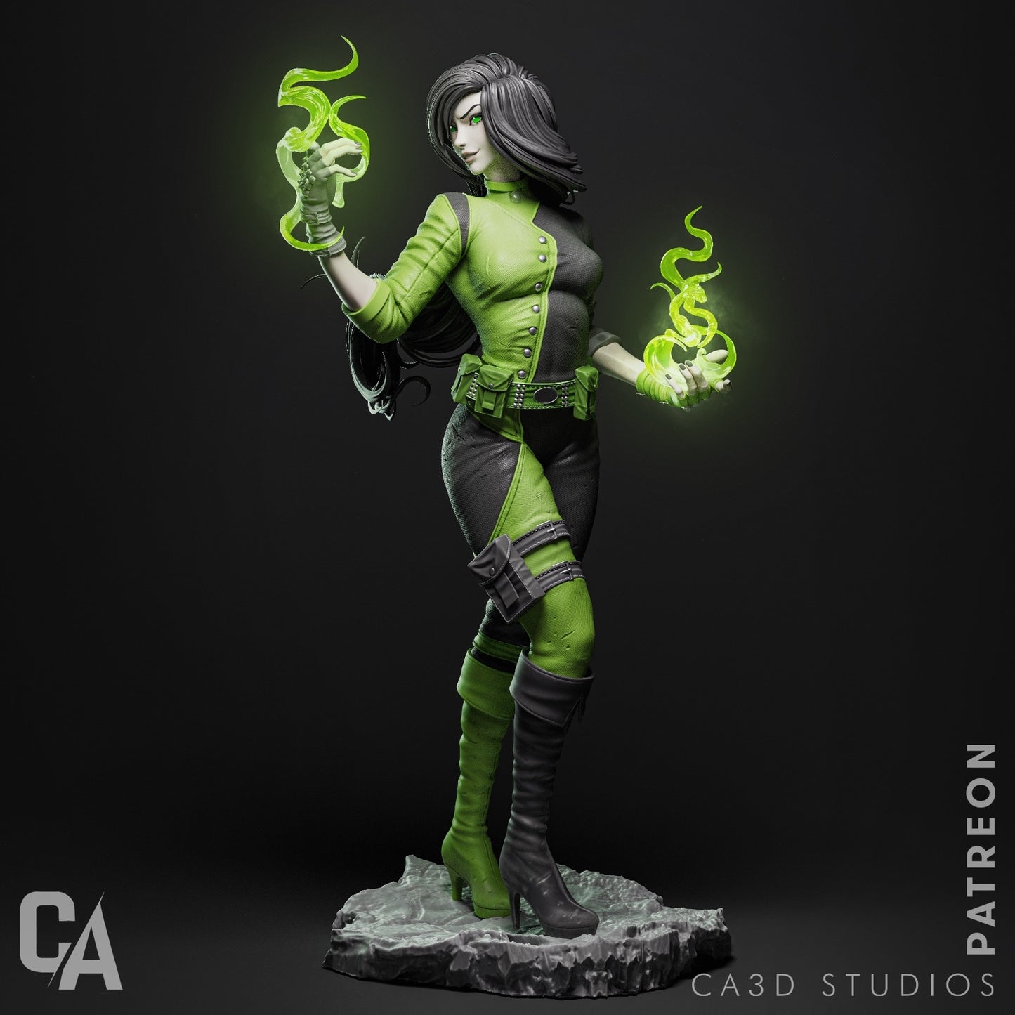 Shego - Kim Possible 3D Printed Statue - Unpainted and Unassembled - FAN ART