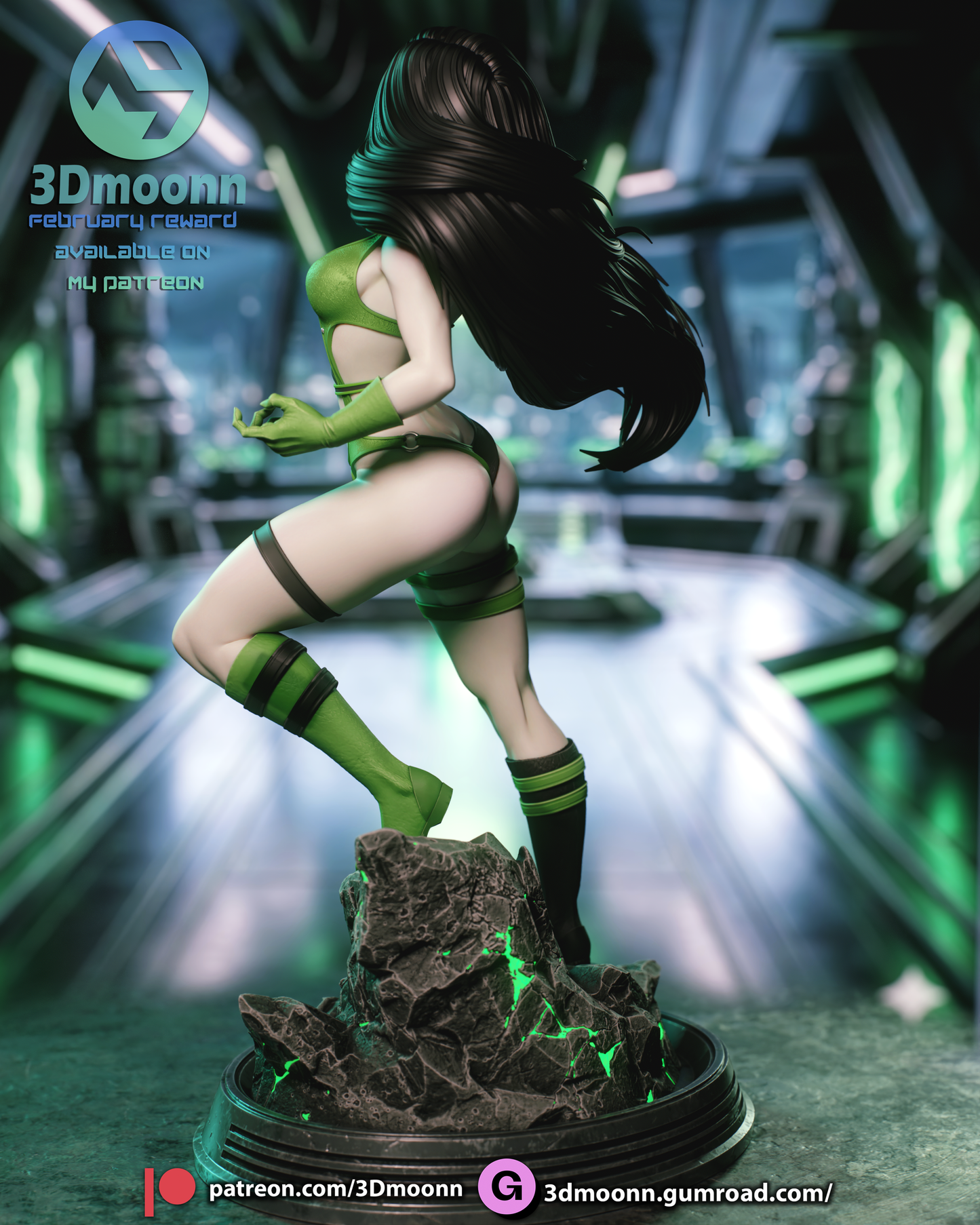 Shego (Kim Possible) - 3d Printed 1:6 model kit (Fan Art) V2