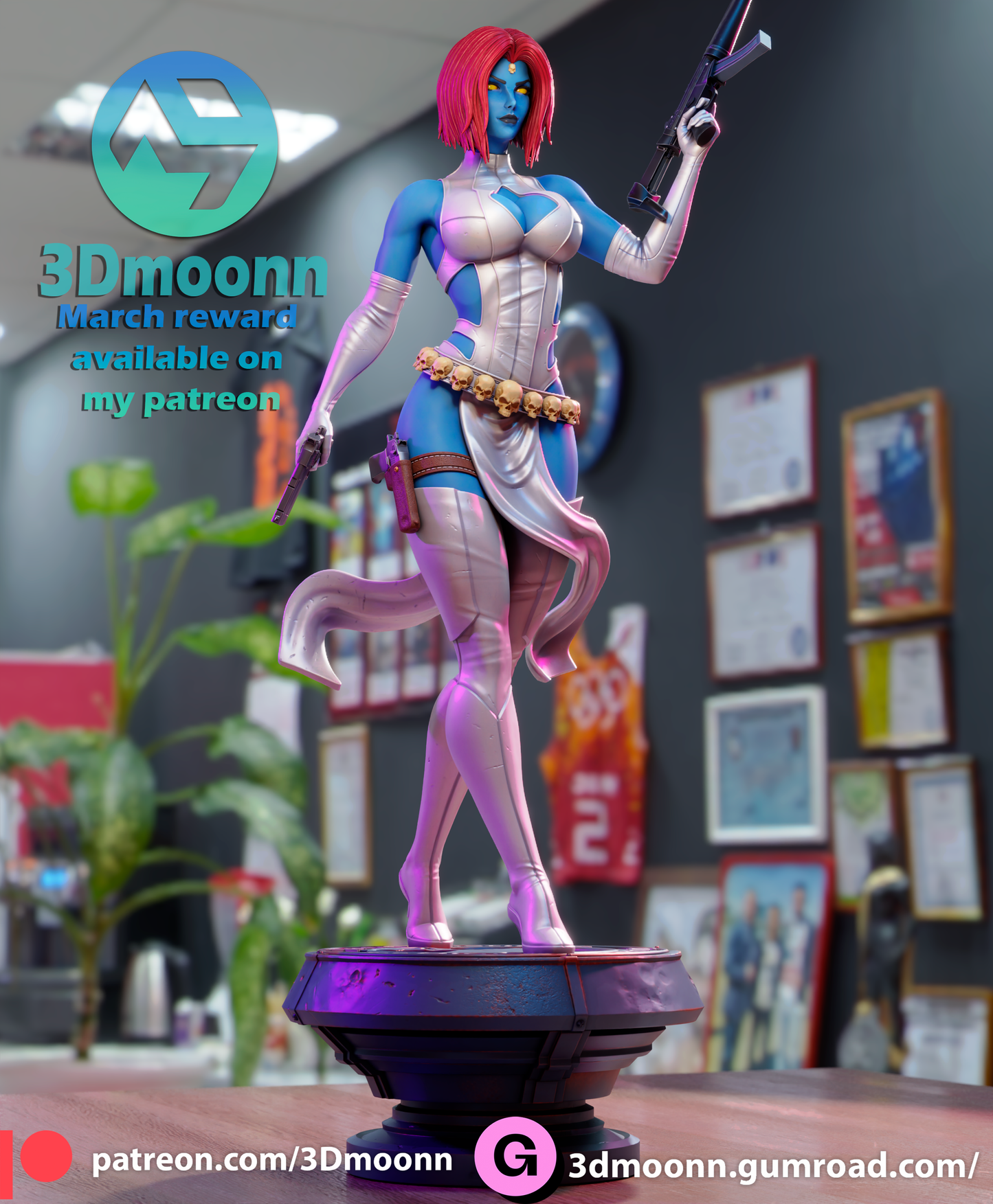 Mystique Statue  - 3D Printed Statue Model Kit- SFW and NSFW options