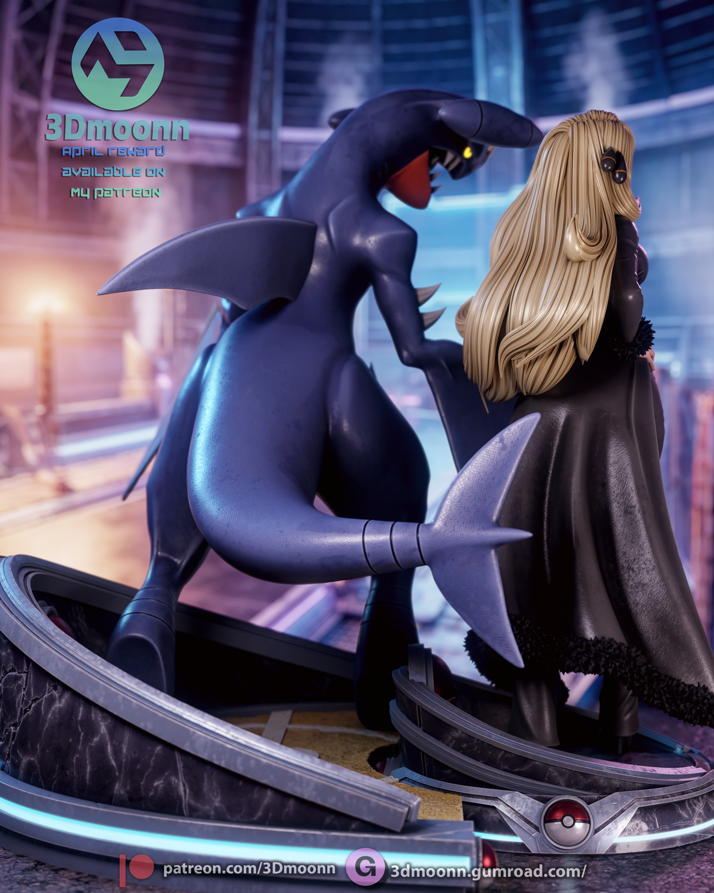 Cynthia and Garchomp (Pokémon) -3d Printed model kit (Fan Art)