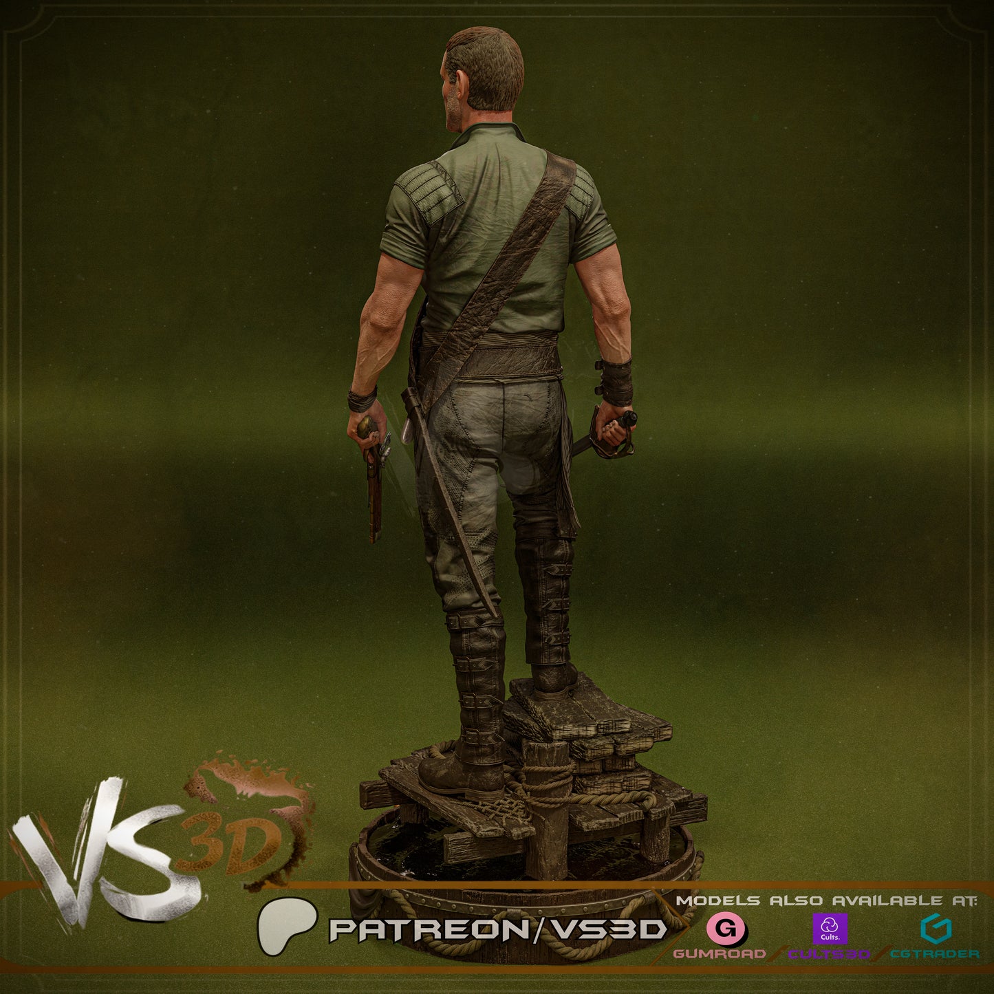 Billy Bones - Black Sails - 3D printed Statue Model Kit