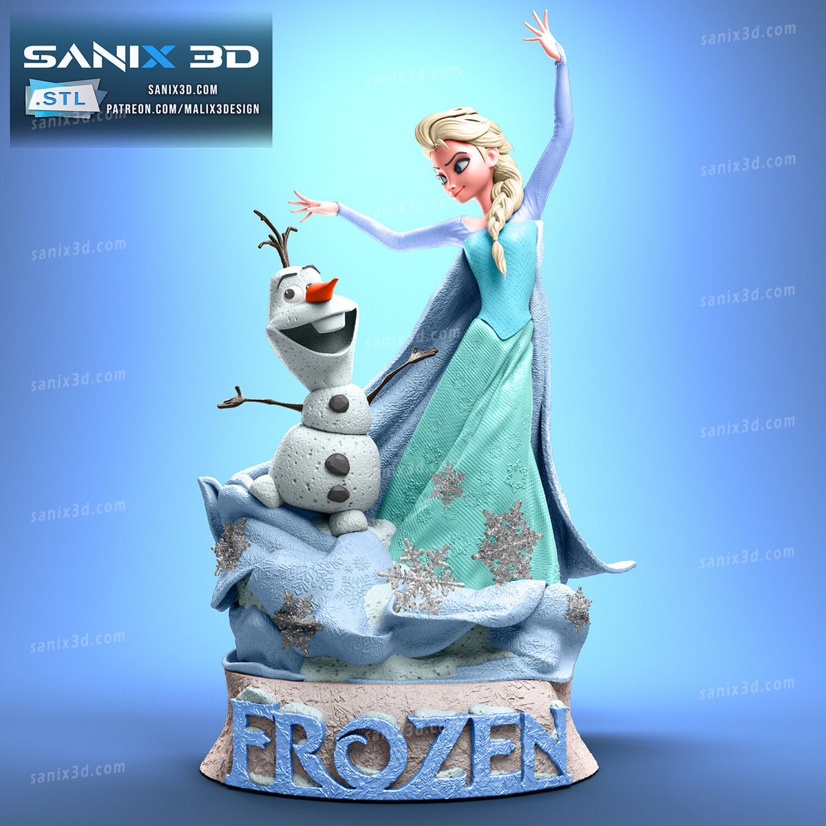 Elsa and Olaf (Frozen) 10 scale (220mm) - 3D Printed Fan Art