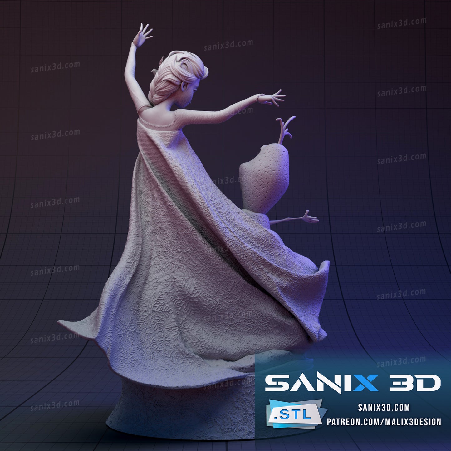 Elsa and Olaf (Frozen) 10 scale (220mm) - 3D Printed Fan Art