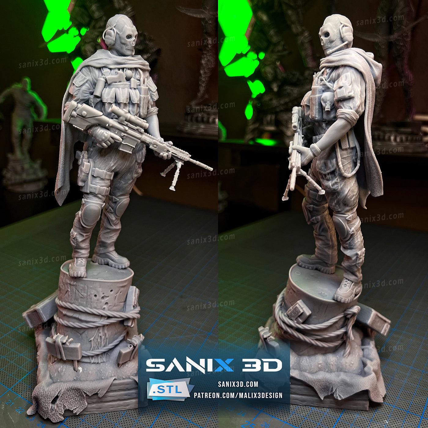 Ghost (Call of Duty) - 3D Resin Printed - 10th scale (258mm) - Fan Art