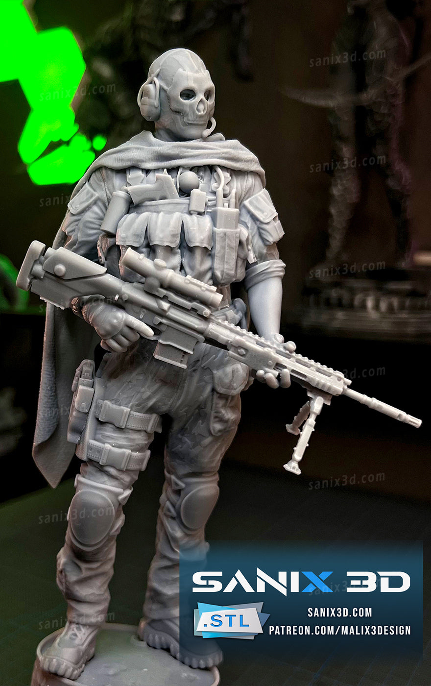 Ghost (Call of Duty) - 3D Resin Printed - 10th scale (258mm) - Fan Art