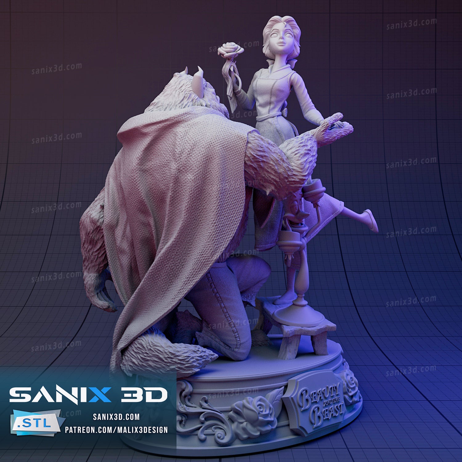 Beauty and the Beast - 3D Resin Printed - 10th scale (223mm) - Fan Art