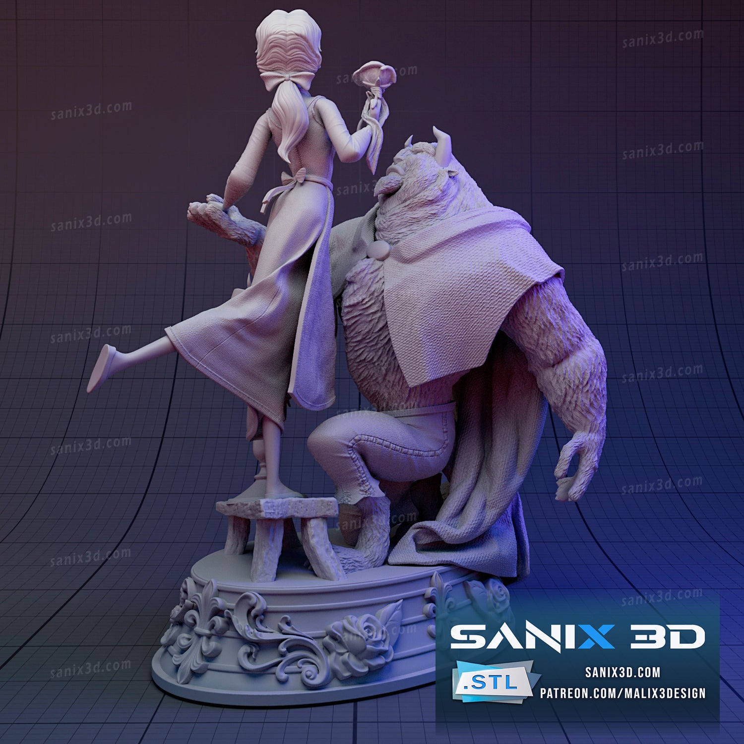 Beauty and the Beast - 3D Resin Printed - 10th scale (223mm) - Fan Art