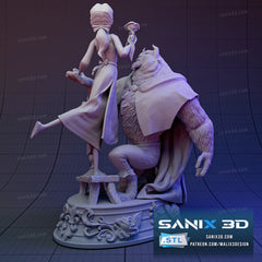 Beauty and the Beast - 3D Resin Printed - 10th scale (223mm) - Fan Art