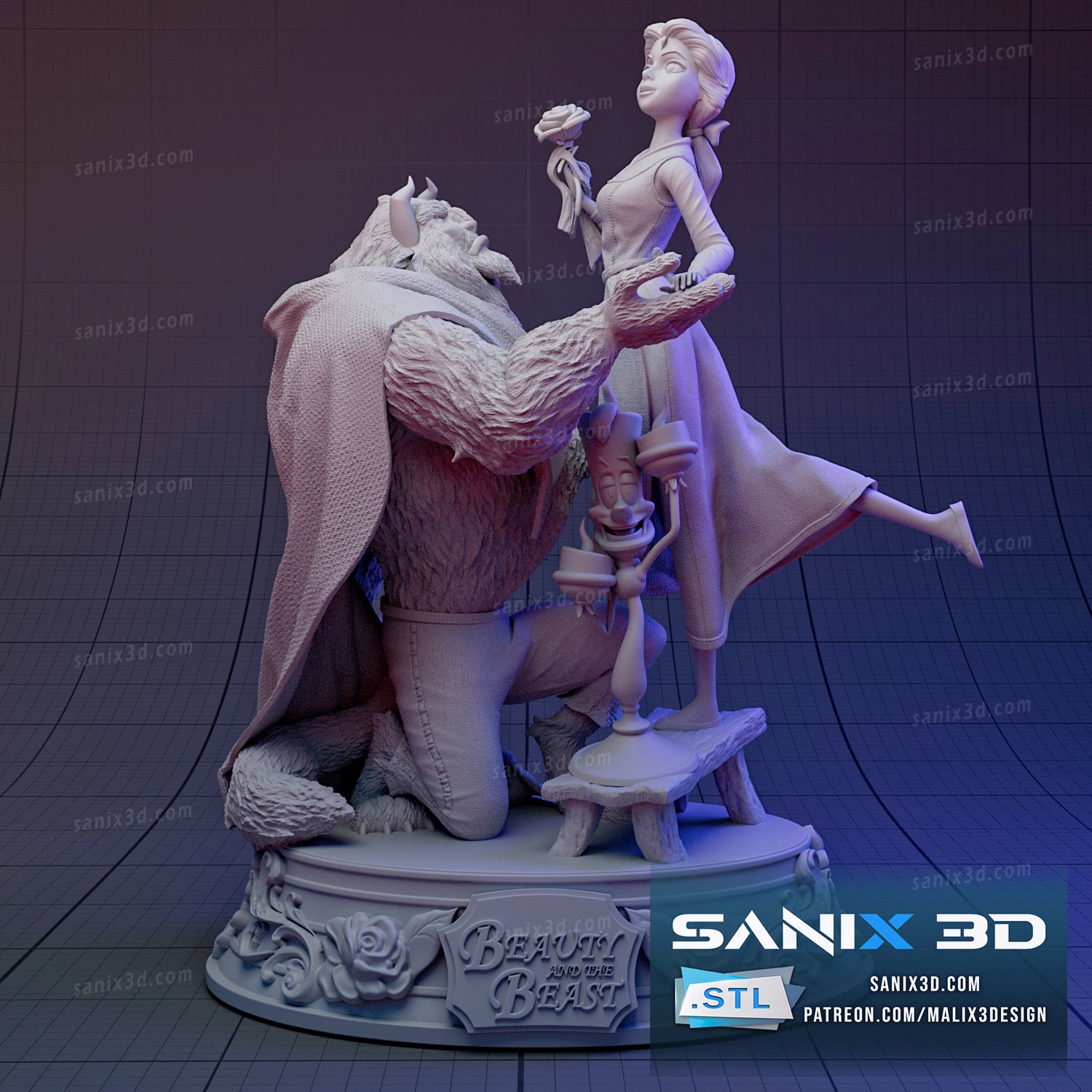 Beauty and the Beast - 3D Resin Printed - 10th scale (223mm) - Fan Art