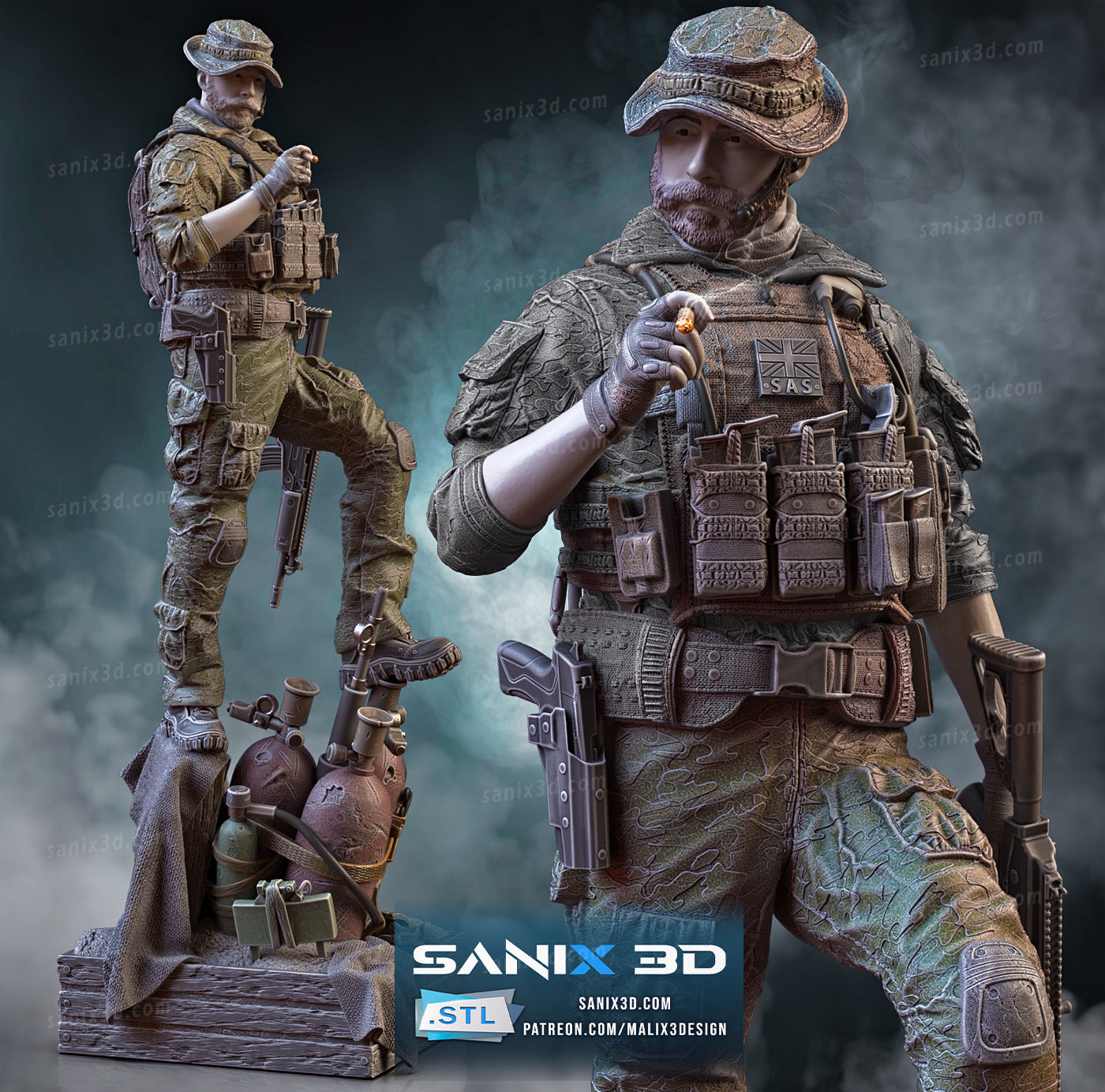 Captain Price (Call of Duty) - 3D Resin Printed - 10th scale (264mm) - Fan Art