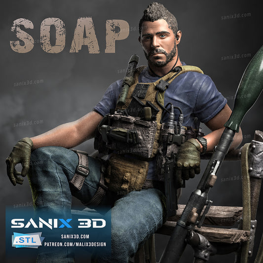 Soap (Call of Duty) - 3D Resin Printed - 10th scale (177mm) - Fan Art