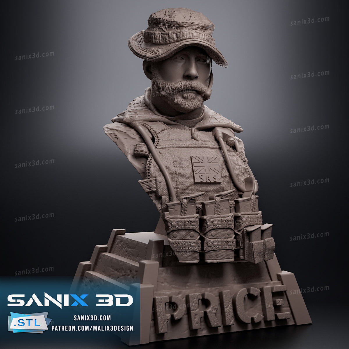 Captain Price (Call of Duty) Bust - 3D Resin Printed - 10th scale Bust- Fan Art