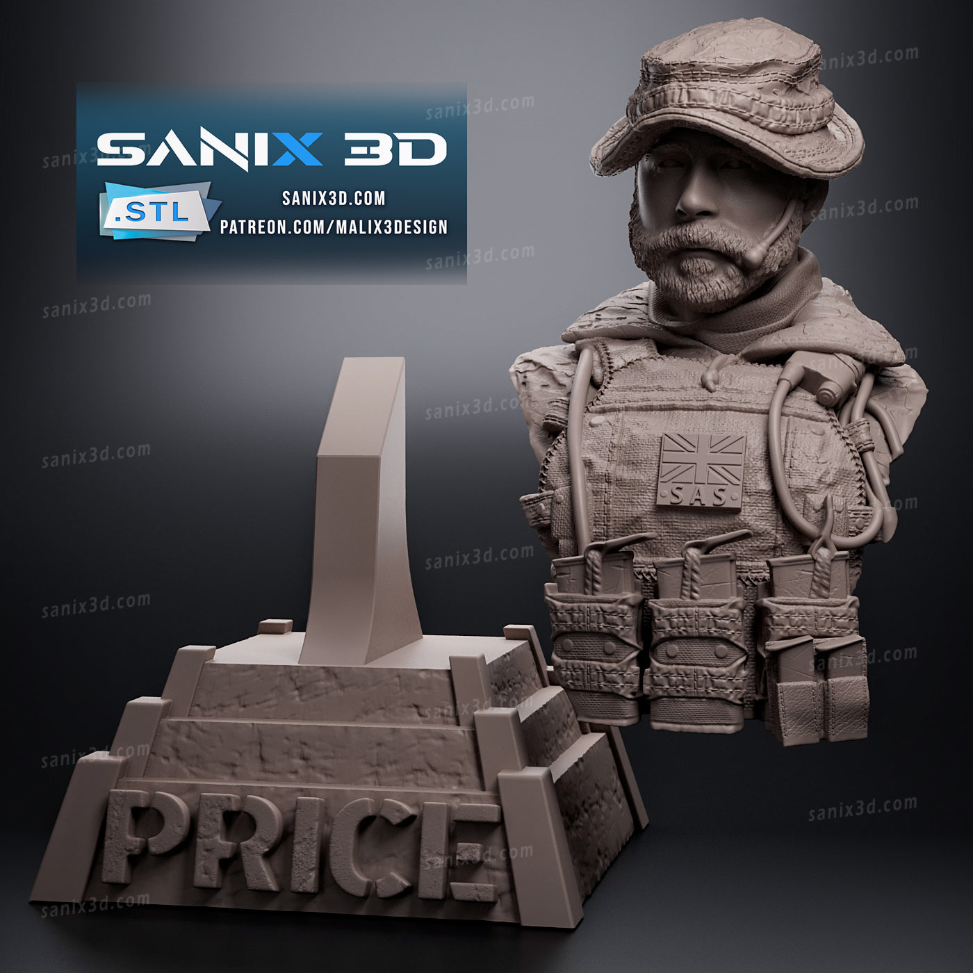 Captain Price (Call of Duty) Bust - 3D Resin Printed - 10th scale Bust- Fan Art