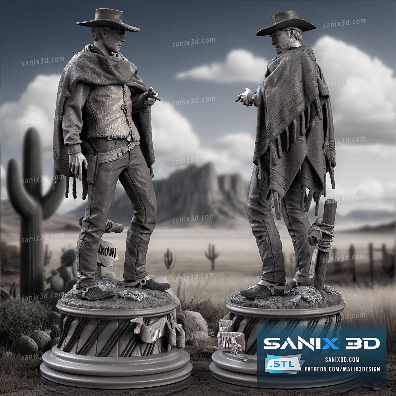 Clint Eastwood (Good, Bad and Ugly) - 8 scale - Fan Art - 3D Print