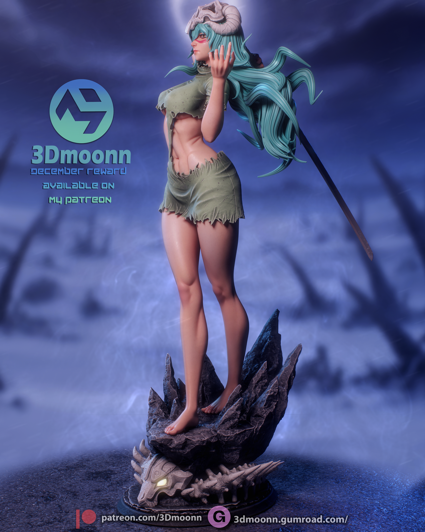 Nelliel Tu (Bleach) - 3d Printed 1:6 model kit