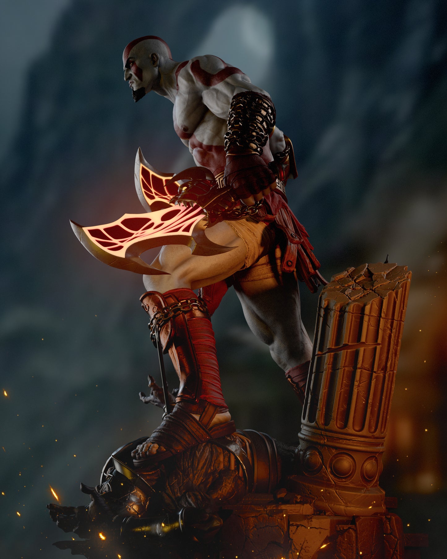Kratos God of War - 3D printed Statue Model kit 6 Scale