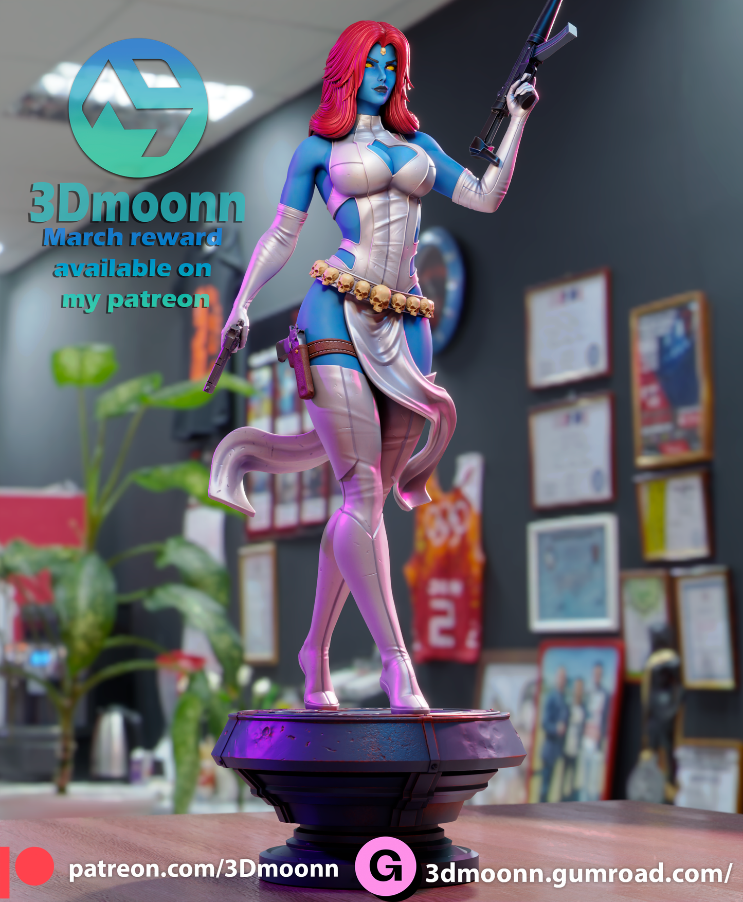 Mystique Statue  - 3D Printed Statue Model Kit- SFW and NSFW options