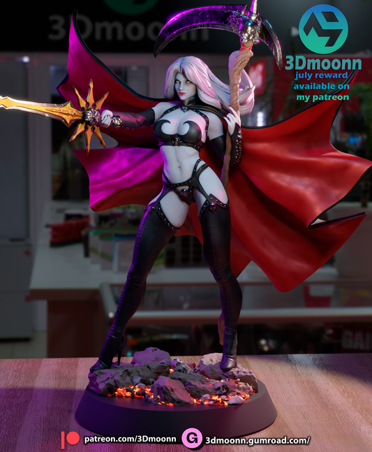 Lady Death 3D Printed Model - Unpainted and Unassembled