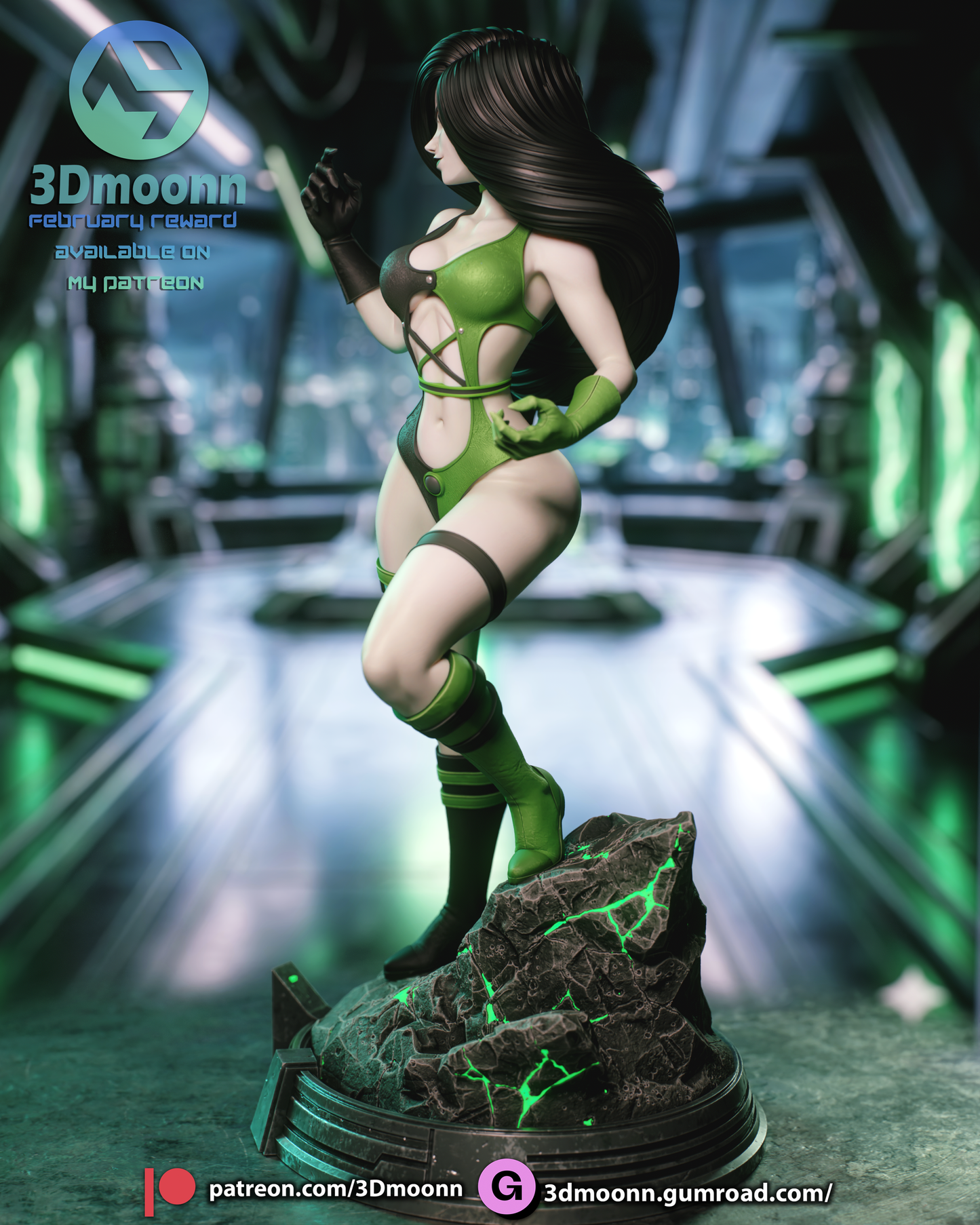 Shego (Kim Possible) - 3d Printed 1:6 model kit (Fan Art) V2