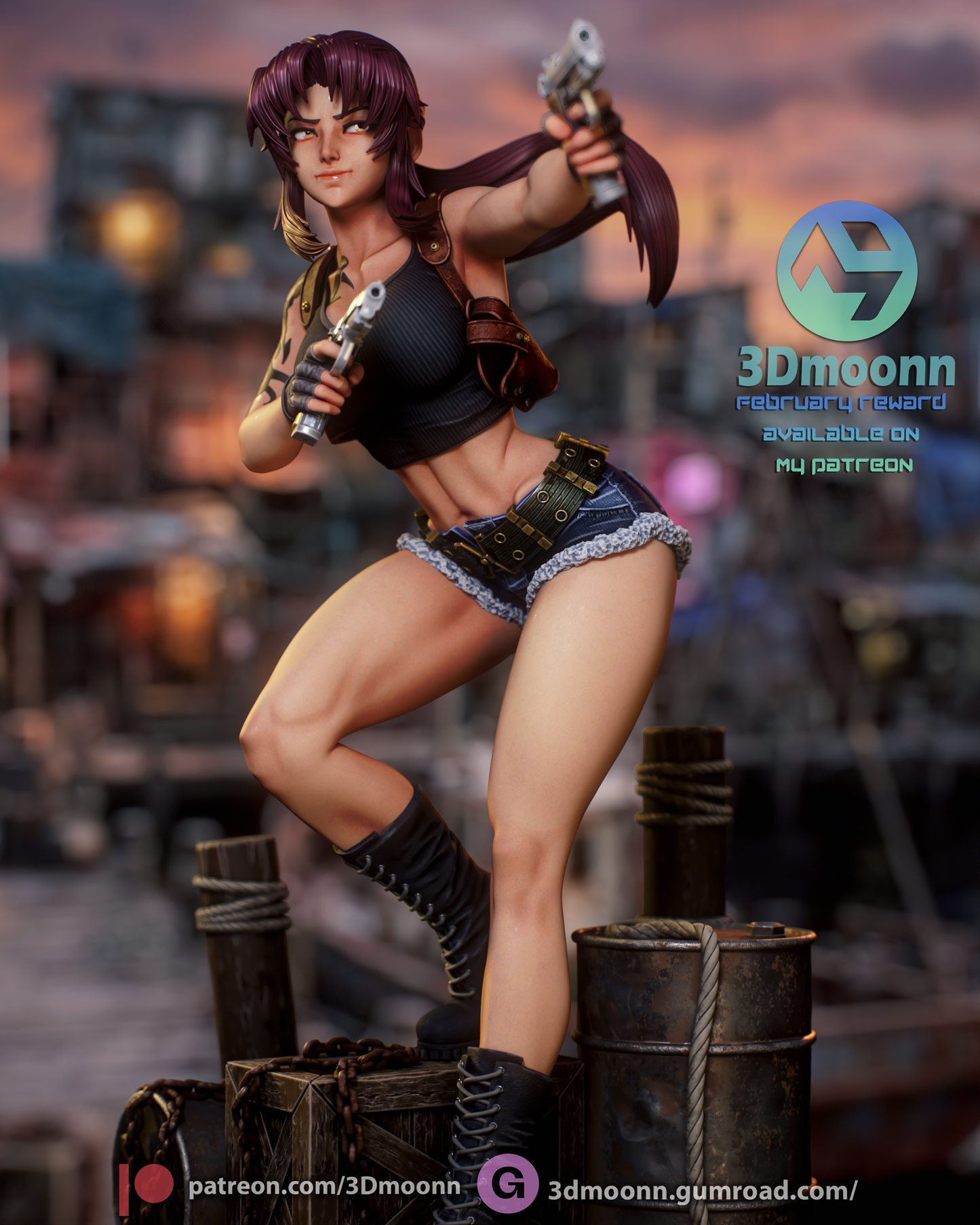 Revy (Black Lagoon) - 3d Printed 1:6 model kit (Fan Art)
