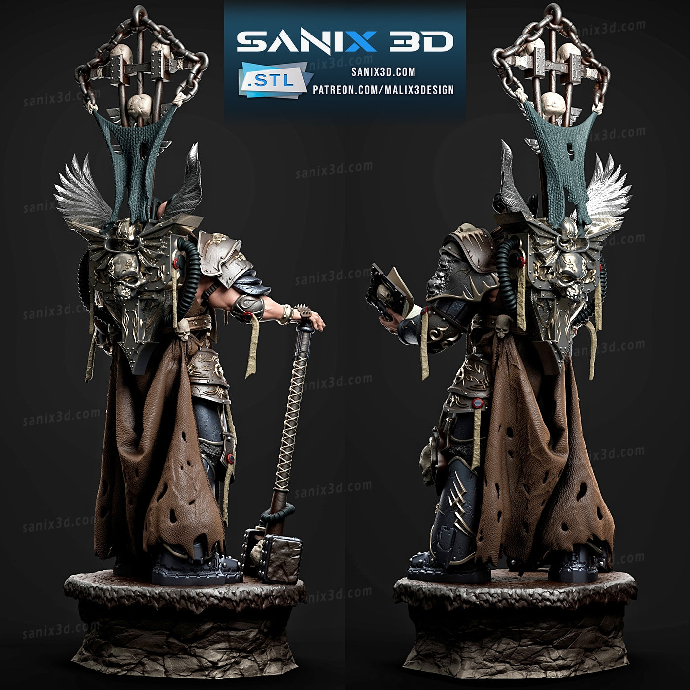 Warmachine Inquisitor (3D Printed) Fan Art - Sanix3D - 1:8 Scale (468mm tall)