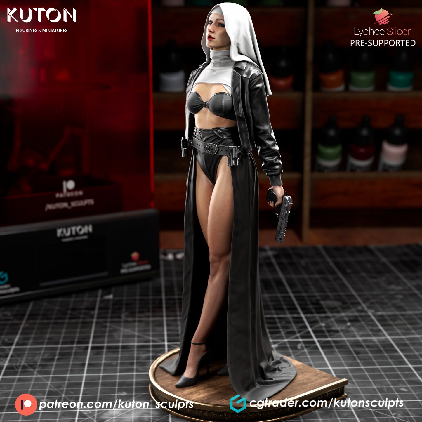 Ready to Post - Warrior Nun - 3D Printed model kit - 1/9 scale- Unpainted and Unassembled