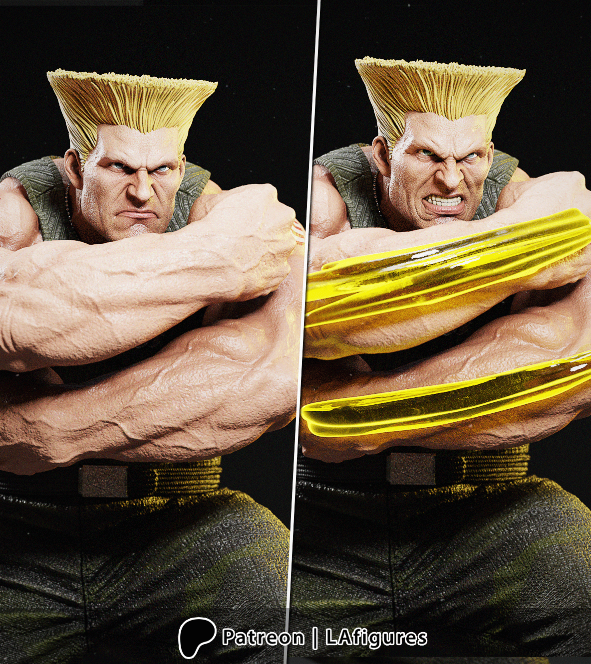 Guile (Street Fighter) Statue - Fan Art 10 scale 3D Print Kit