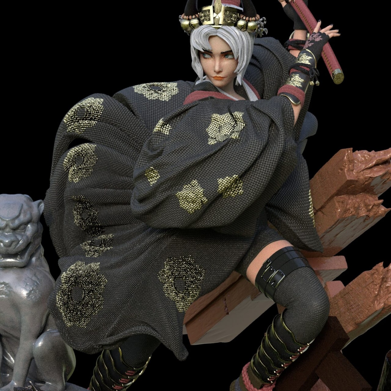 Japanese Warrior 3D Print - Unpainted and Unassembled