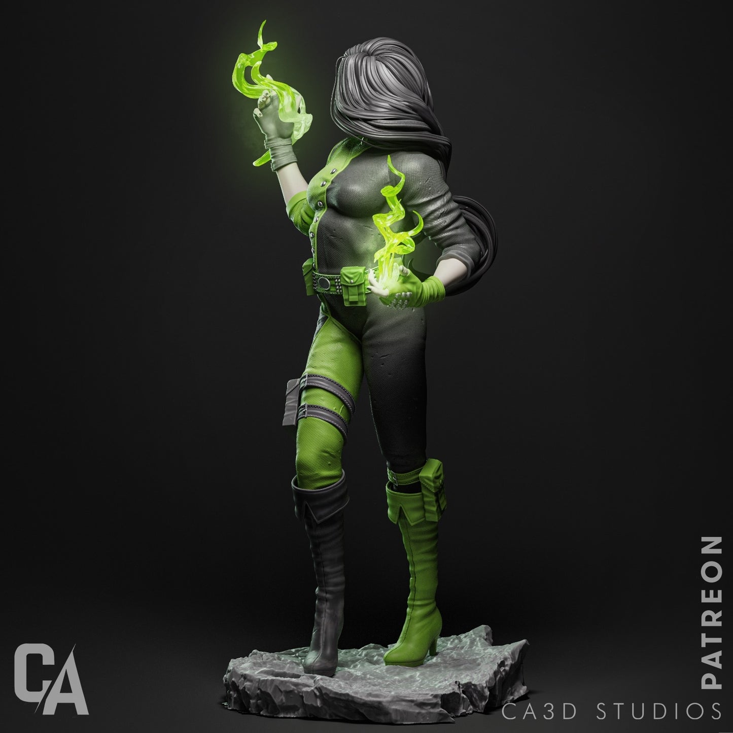Shego - Kim Possible 3D Printed Statue - Unpainted and Unassembled - FAN ART