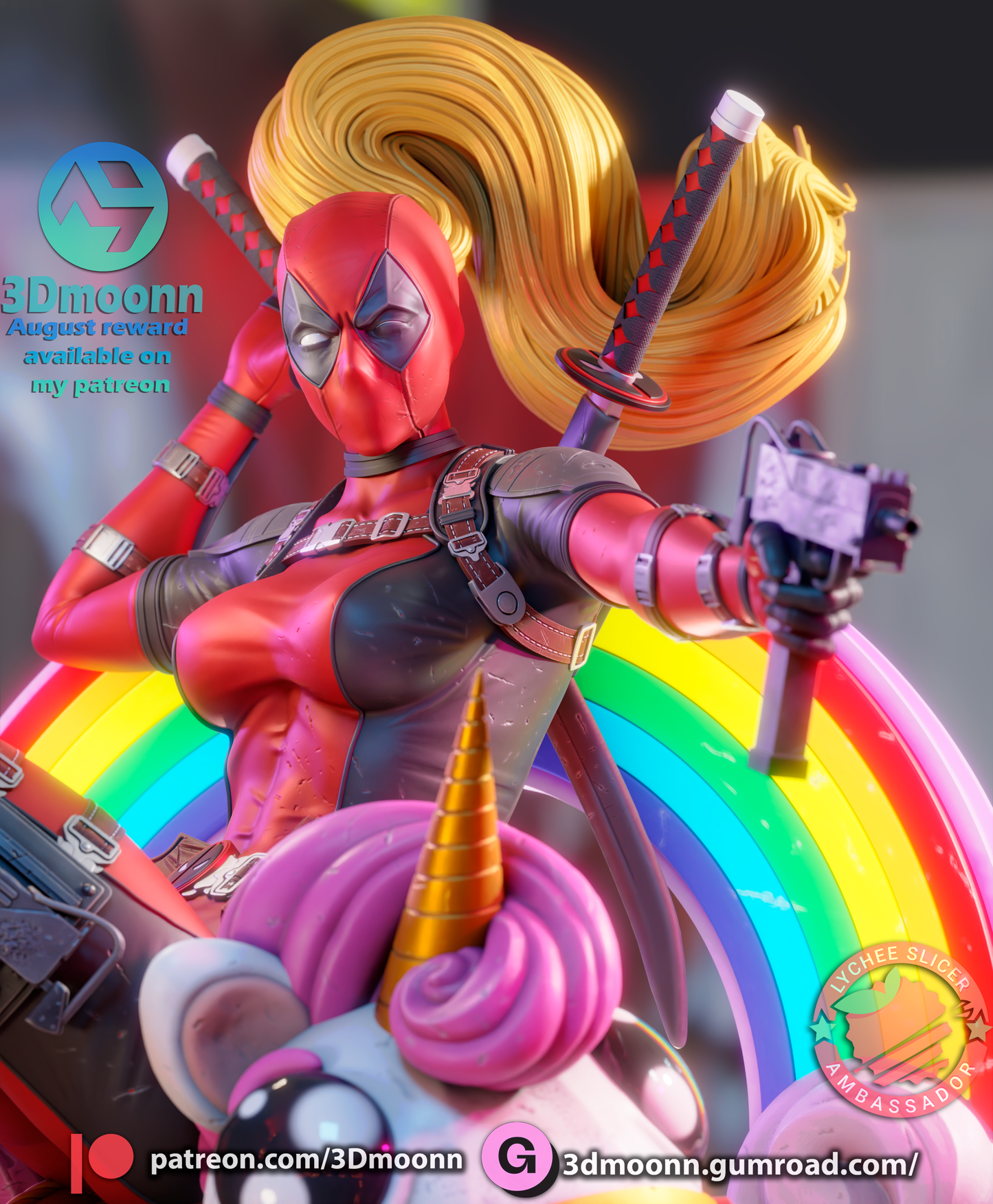 Lady Deadpool - 3d Printed 1:6 model kit (Fan Art)