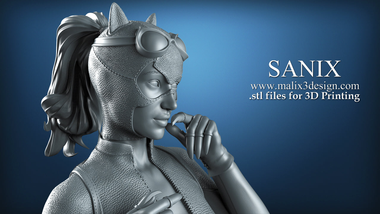 Catwoman Bust - 3D Printed Model - 223mm Height