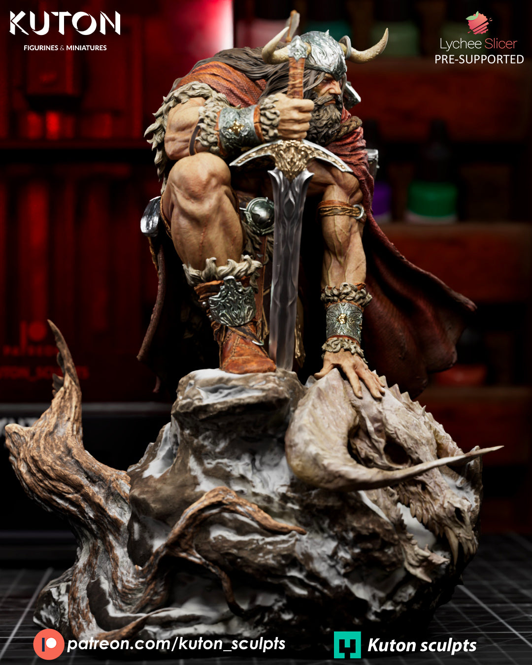 Draven Statue / Bust - Viking Warrior - 3D Print Model Kit
