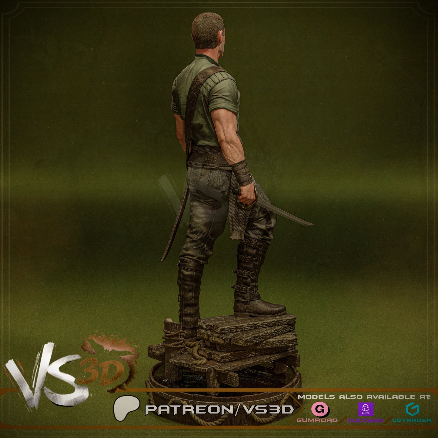 Billy Bones - Black Sails - 3D printed Statue Model Kit
