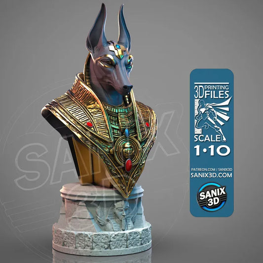 Anubis 3D Printed Bust - 102mm Height - unpainted