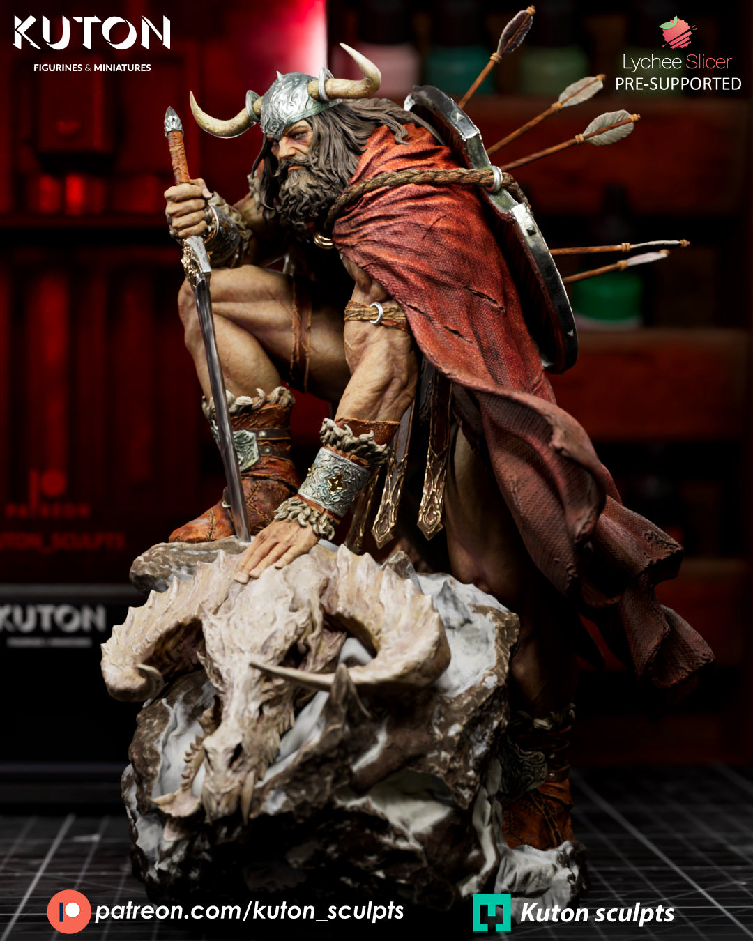 Draven Statue / Bust - Viking Warrior - 3D Print Model Kit
