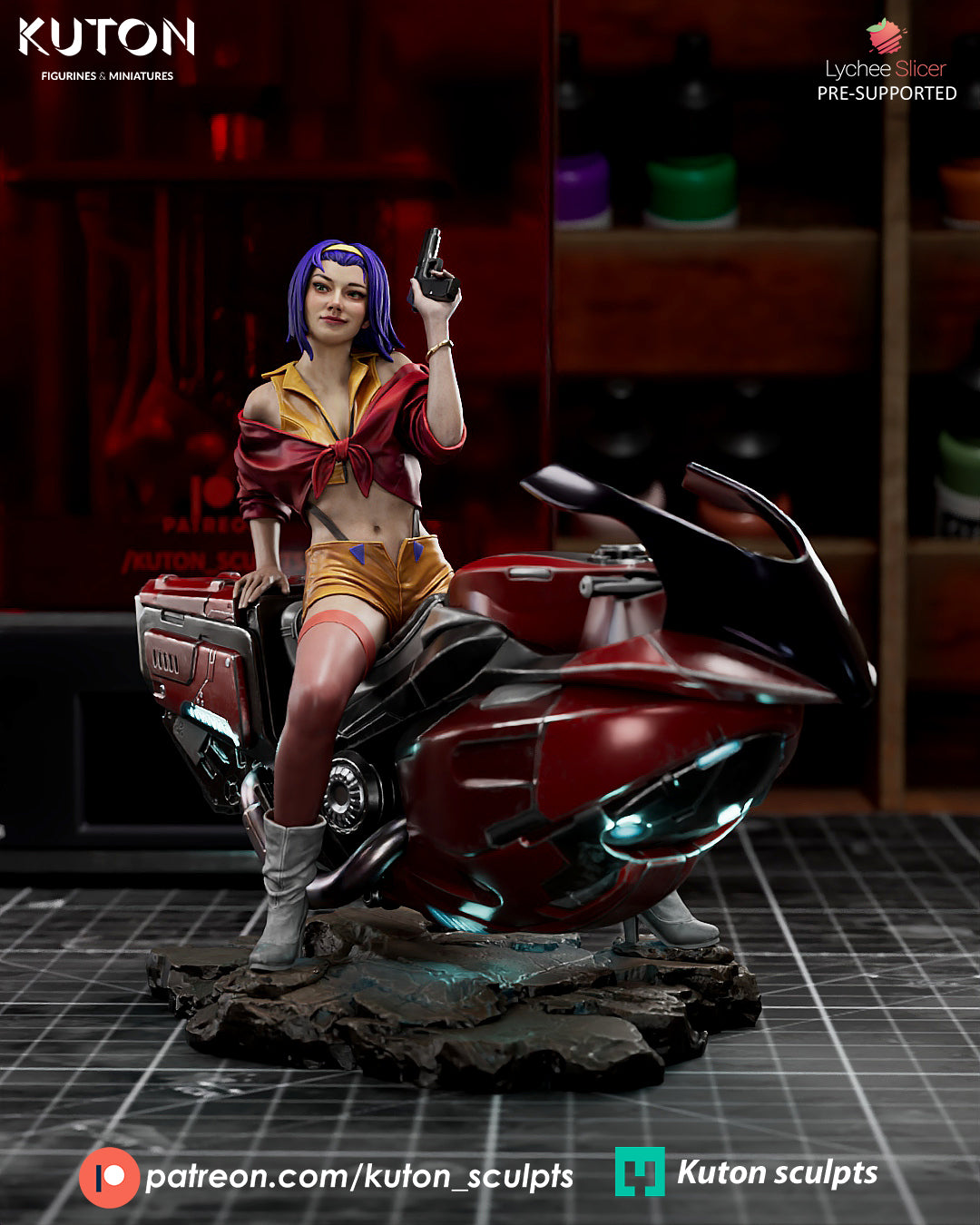 Faye Valentine 3D Printed Statue 1:10 Scale &  Miniature