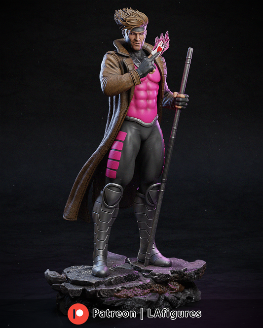 Gambit (X-Men) Statue - Fan Art 6,10 or 12 scale 383mm to 132mm 3D Print